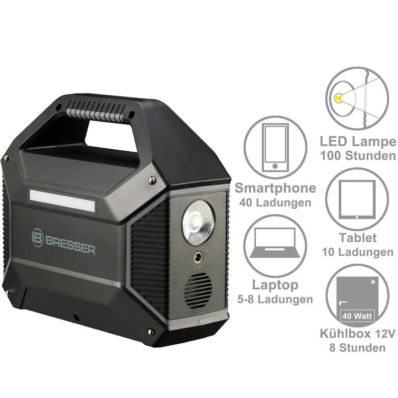 Batterie Externe Portable BRESSER 155 W - Powerbank, Camping, Voyage â Image 3
