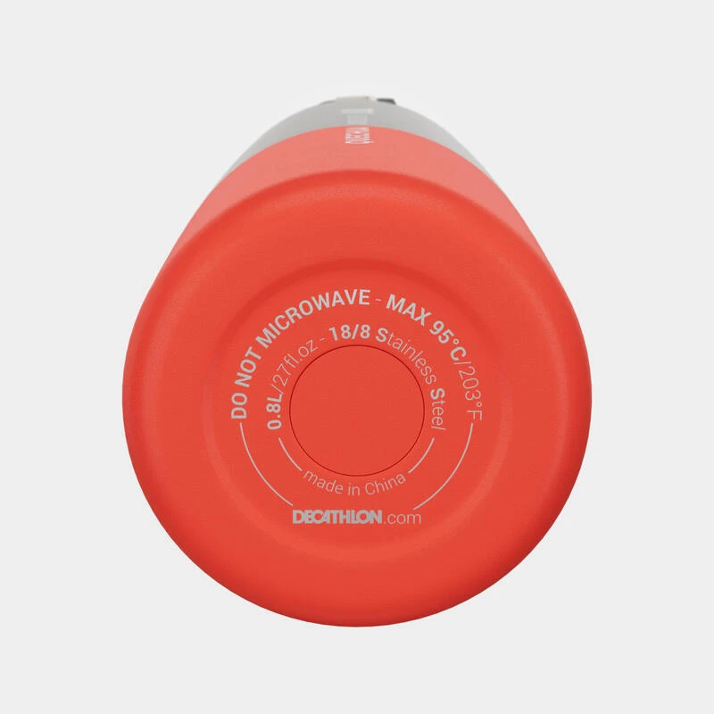 Quechua Gourde Isotherme Inox 0,8L Bouchon à Ouverture Rapide Pour La Randonnée - Rouge – Image 10