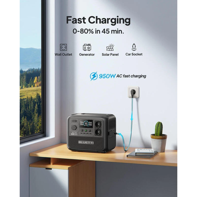 Kit Générateur Solaire BLUETTI AC70+PV120, 768Wh/1000W LiFePO4 Pour Le Camping – Image 4