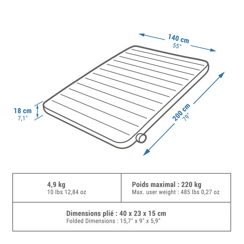 Quechua MATELAS GONFLABLE DE CAMPING - AIR SECONDS 140 CM - 2 PERSONNES â Image 2