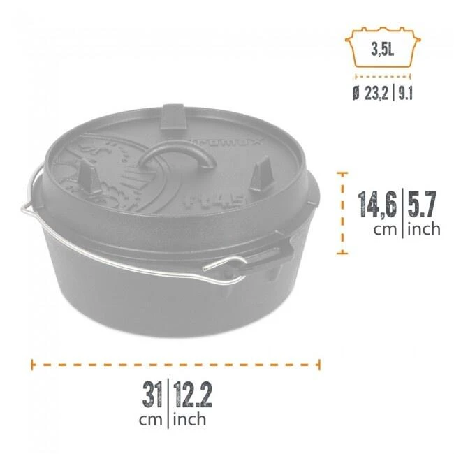 Petromax Dutch Oven FT4.5-4.5QT - Sans Pieds â Image 2