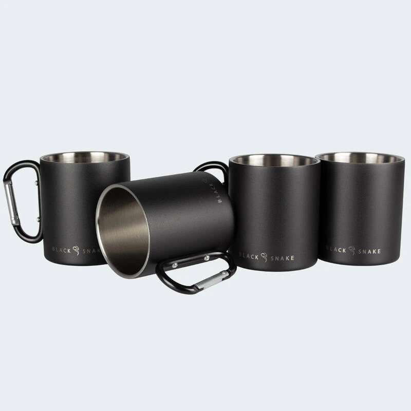 Tasse Thermique De Camping 300 Ml | Mousqueton | Acier Inoxydable | 4 Gobelets â Image 3