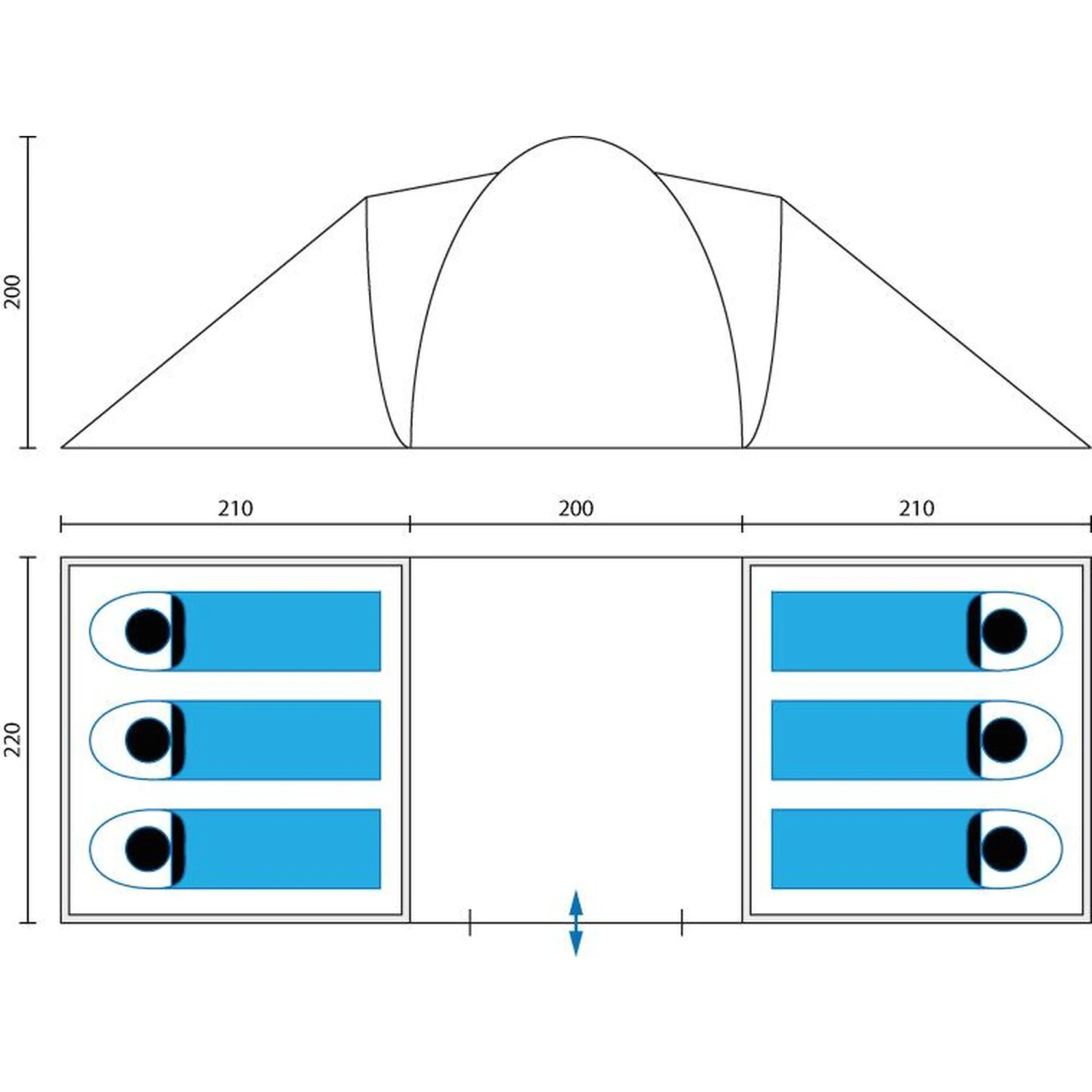 Tente Dôme Familiale Hammerfest 6 Protect - Sol Cousu - 6 Personnes - 2 Cabines – Image 7