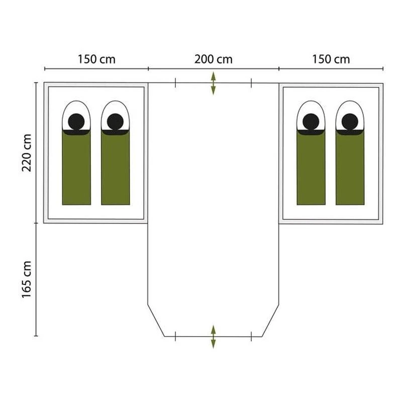 Tente Dôme Hammerfest 4 Plus - Camping - 2 Cabines - 4 Personnes - 2 Entrées – Image 7