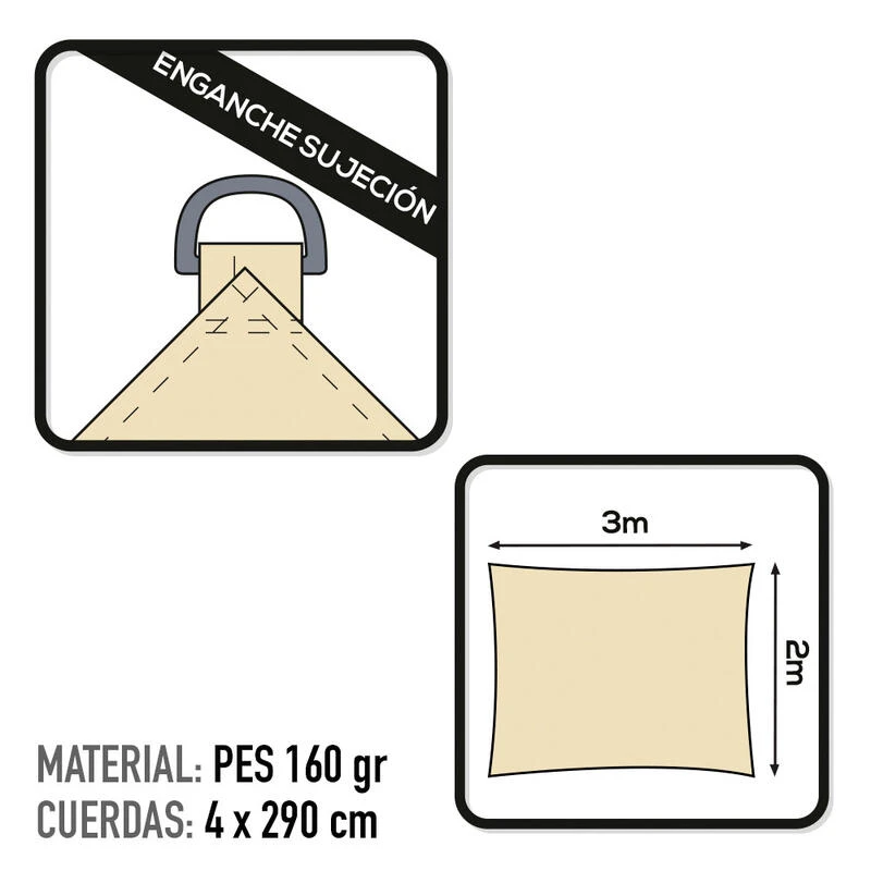 Voile D'ombrage Rectangulaire Aktive Garden Couleur Crème – Image 3